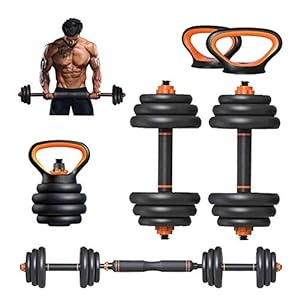 6 in 1 Adjustable Dumbbell Weights Dumbbells Set Anti Rolling Fitness Dumbbells Barbell Kettlebells Set for Gym Work Out Home Training, Suitable for Men and Women 2020(Size:33lb)