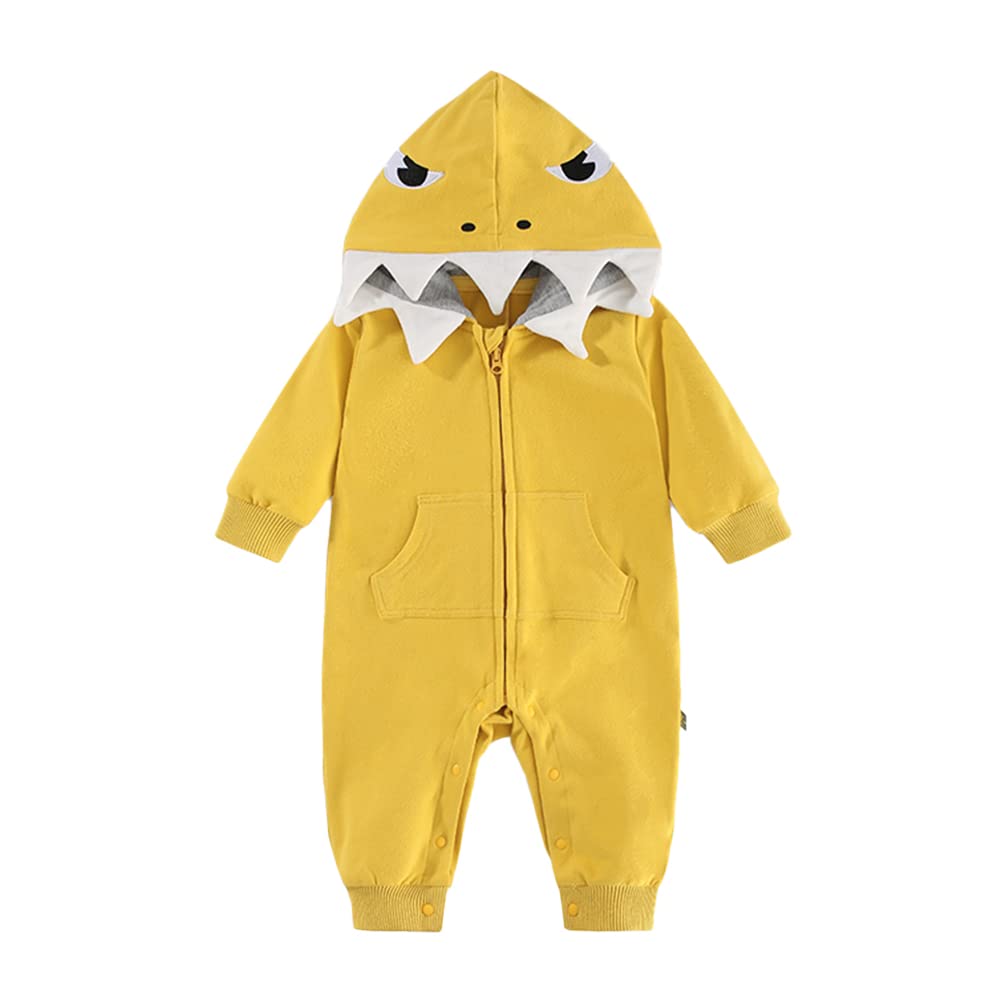Photo 1 of *Dirty / item* ALLAIBB Baby Infant Shark Costumes Outfit Cotton Romper Cute Jumpsuit Hooded Outwear for Toddler Baby Boys Girls 3-24M