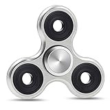 Fidget Spinner Toy Ultra Durable Stainless Steel Bearing High Speed 2-5 Min Spins Precision Metal Material Hand spinner EDC ADHD Focus Anxiety Stress Relief Boredom Killing Time Toys (Silevry)