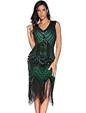 Meilun 1920s Sequined Vintage Dress Beaded Gatsby Flapper Evening Dress Prom (X-Large, Light Green)