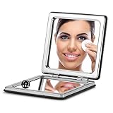 OMIRO Compact Mirror, Classical PU Leather 1X/3X Magnification, Pocket Ultra Portable for Purses and Travel (Black)