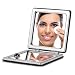 OMIRO Compact Mirror, Classical PU Leather 1X/3X Magnification, Pocket Ultra Portable for Purses and Travel (Black) primary