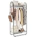 LANGRIA Compact Free-Standing Garment Rack Made of Sturdy Iron with Spacious Storage Space, 2 Shelves, 1 Clothes Hanging Rod, Heavy Duty Clothes Organizer for Bedroom, Entryway (Black)