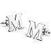 MOWOM Silver Tone 2PCS Rhodium Plated Cufflinks Initial Letter Capital Alphabet M Shirt Wedding