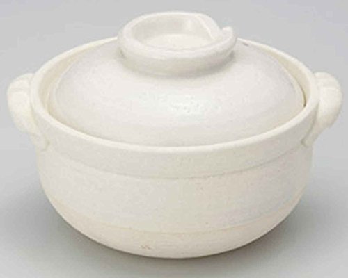 Click Here to See More Images White-Brush for 1-2 persons 7.9inch Donabe Japanese Hot pot White Ceramic Made in Japan