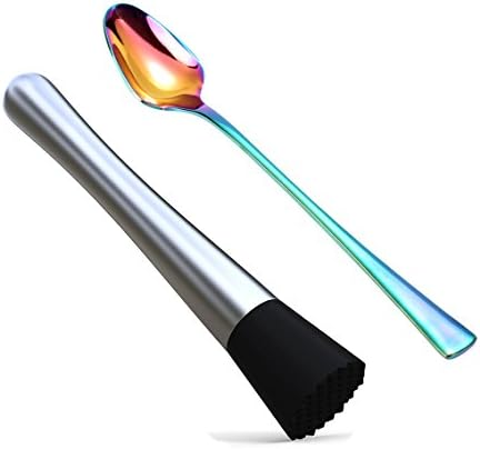 Professional Drink Muddler - The Best Bar Tool for Old Fashioned &amp; Mojito by - Muddle &amp; Mix the Perfect Cocktail Right at Home Using This 8" Muddler Stainless Steel w/Grooved Nylon Head