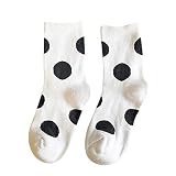 Fashion Women Warm Print Dot Socks Mid Tube Cotton Retro Style Socks