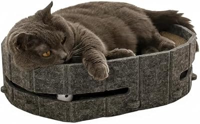 Cama Rascador para Gatos, 44 x 34 x 10 cm. Base para Rascar en Cartón, Material Duradero, Resistente, Proporciona Comodidad y Diversión para tu Felino (Gris)