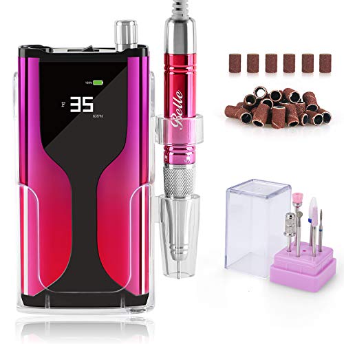 Professional 35000 RPM Nail Drill, Cordless Rechargeable Nail Efile for Acrylic Nails with TFT