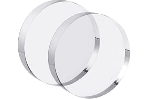 CiaoHER 1in Thickness 5in Diameter Acrylic Disc Display Block Clear Polished Round Pedestal Stand Riser 5" x 5" x 1", 2 Pack
