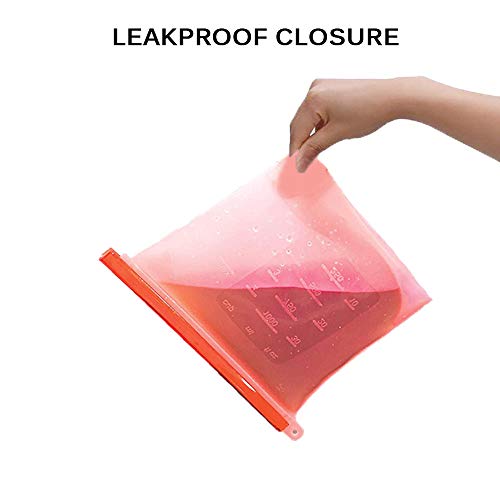 Reusable Silicone Food Storage Bag Airtight Zip Seal Bags fruits vegetables meats fish soups juice lunch sandwiches microwave steamer refrigerator freezer