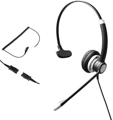 Audicom Wired Telephone RJ Headset with Noise Canceling Mic + Quick Disconnect for Aastra Adtran BT Alcatel Lucent Avaya Gigaset Interquartz Lazerbuilt Ulytel Office IP Phones (H700RQDRJ1AB)