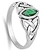 Sterling Silver Simulated Emerald Ring Irish Celtic Knot Design Band 925 New Size 7