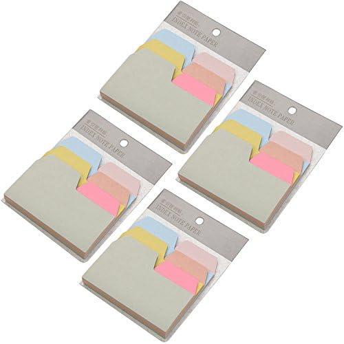 EzSos Tabbed Index Card, Cute Kraft Paper Sticky Notes for Notebook File Computer Display, 6 Assorted Colors, A Piece of 90 Sheets, 4 Pcs/Pack