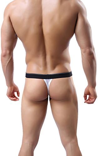 MIBOER58 Men's Sexy Underwear Modern Transparent Thong &amp; G-String Low Rise T-Back Bikini Briefs Swimsuit (L, White)