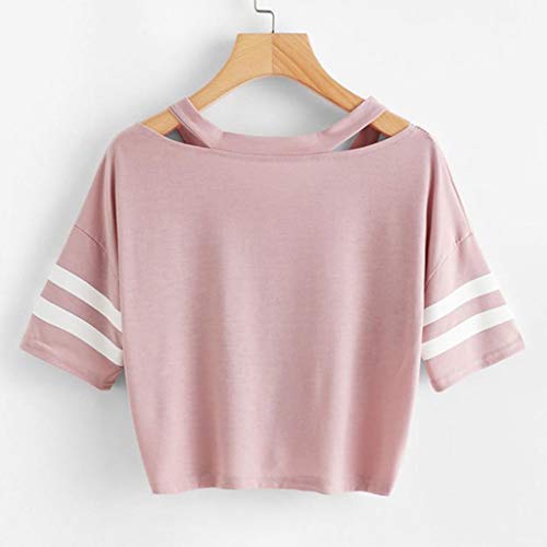 Respctful ♫♫Women's Casual Round Neck Short Sleeve Times prinCrop Top T-Shirt for I Love You 3000 Times Clothing Pink