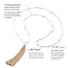 BALIBALI 6MM Mala Beads Necklace Natural Stone Meditation Statement Necklace Japa Yoga Rosary Prayer Charm Beaded Tassel Necklace (Matte White Turquoise)