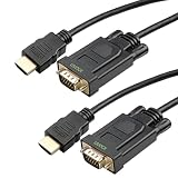 HDMI to VGA Cable 6ft 2-Pack,UN-Bidirectional Male HDMI to VGA Male Monitor Cable Cord 1080P Compatible for Computer, Switch, Player Game, and Ther HDMI Devices (Color: moueti, Tamaño: 62phd)