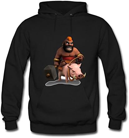 Fuli Lin Men's Clash of Clans Casual Graphic Cotton Hoodied Sweatshirt M Black