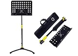 Crafty Gizmos Deluxe Adjustable Folding Music Stand with Carrying Bag (Yellow)