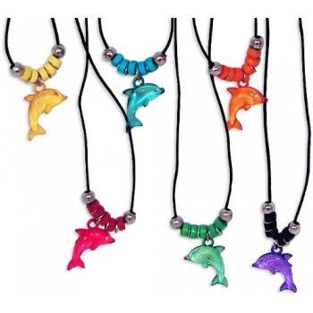 Fun Express Acrylic Dolphin Necklace with Jewel Eyes (1 Dozen) (Discontinued by manufacturer)