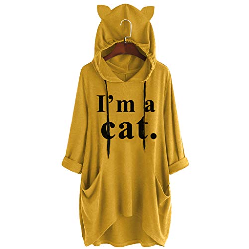 New in HAALIFE◕‿ Womans Hoodie cat Ear Long Sleeve Casual Pullover I Do Want I Want-Hoodie Blouse with Pocket - Thumbnail 2