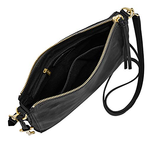 Fossil Women's Emma Leather Small Crossbody Handbag, Black