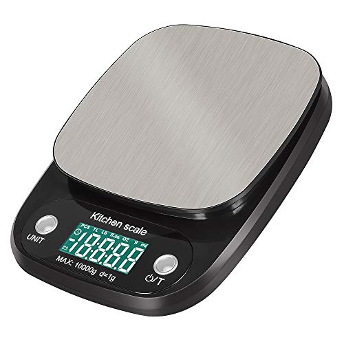 Digital Kitchen Scale, Pekyok FT04 Stainless Steel Household 10kg Digital Electronic Kitchen Weight Scale with Tare & Auto Off Function food Measuring Tools Batteries Included-Black
