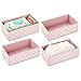 mDesign Fabric Drawer Organizer Bins, Kids/Baby Nursery Dresser, Closet, Shelf, Playroom Organization, Hold Clothes, Toys, Diapers, Bibs, Blankets, 4 Pack - Pink/White Polka Dot