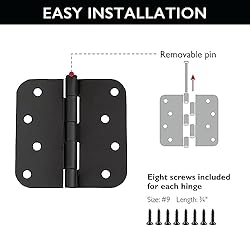 10-Pack 4-Inch x 4-Inch Interior Door Hinges with