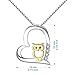 Cuoka S925 Sterling Silver Owl Necklace Owl Bracelet Owl Gifts Love Heart with Gold Owl Pendant Necklaces for Mom Owl Jewelry for Women