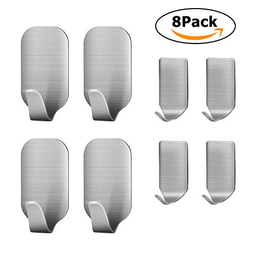 Amoner 3M StainlessSteel Hooks(Set of 8) Ultra Strong Waterproof,use for Coat Towel Keys Bags,Home Kitchen Bathroom Amoner 3M StainlessSteel Hooks(Set of 8) Ultra Strong Waterproof,use for Coat Towel Keys Bags,Home Kitchen Bathroom