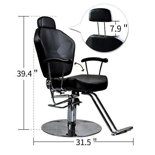 Ainfox Heavy Duty Barber Chair, 360 Swivel Professional Vintage All Purpose Hydraulic Pump Shampoo Chair Styling Equipment for Spa Beauty Salon (Hydraulic Recliner Barber Chair 007) - Thumbnail 5