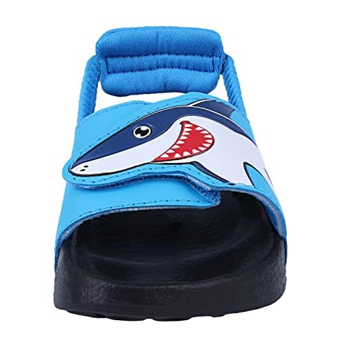 Badelatschen Kinder Jungen Badeschlappen Sommer Hausschuh rutschfest und Leicht Strand Slippers Karikatur Dusch Badeschuhe Weiche Flache Strand Sandalen 27 Blau 4