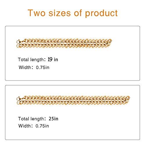 CrazyPiercing 18K Gold Plated Necklace Men Jewelry 10MM Wide Hip Hop Turnover Chain Necklace, Stainless Steel 24"