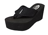 Vacation! By Soda High Platform Wedge Flip-flop Sandals in Black