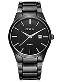 GOHUOS Mens Watches Business Auto Date Calendar Black Analog Display Stainless Steel Strap Classic Watch