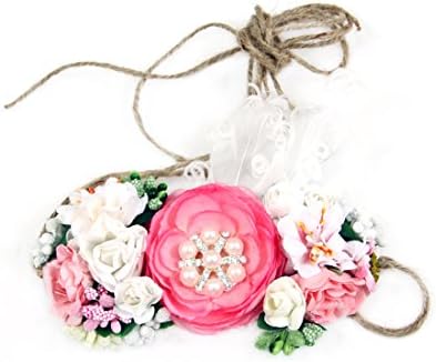 DIY Paper Flower Crown Headband Kit - Flowers Stamens Embellishments Felt Circles Jute Thread - Light Pink