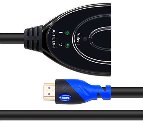 A-tech Sl2103pt1m Is a 2 Port HDMI Switch2Ã—1 with 3ft HDMI Pigtail Cable in ABS Black.with This HDMI Switcher You Can Connect Dvd/stb or Other Two Input Sources to One Display (Hdtv/projector/computer Monitors)