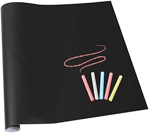 Peel Stick Blackboard | Set of 17.7โ x 78.7โ Restaurant Chalkboard and 10 Chalk | Adhesive Sticky Backside for Repeated Use | PVC Portable Safe for Children Blackboard | 1591
