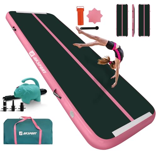 AKSPORT Air Matte Track Tumbling Matte,3/4/5/6m Aufblasbar Gymnastikmatte Turnmatte Tumbling Matten 10/20cm hoch mit Luftpumpe für Zuhause/Taumel/Turn