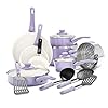 GreenLife-CC001792-001-Soft-Grip-Healthy-Ceramic-Nonstick-Lavender GreenLife Soft Grip Non-Stick 16 Piece Cookware Pots and Pans Set, PFAS Free, Diswasher Safe, Lavender