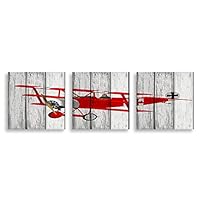 3 Piece Canvas Wall Art - Vehicle on Vintage Wood Background - Canvas Prints Home Artwork Decoration for Living Room,Bedroom - 12