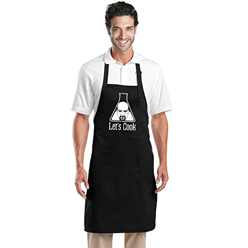 Lets Cook Funny Apron, Breaking Cooking Chef Apron Novelty Aprons Plain Long Length Pocket Aprons