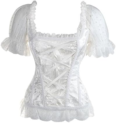 Ronald Turner Waist Trainer Corsets Corselet Gothic Waist Trainer Sexy Lingerie Slimming Party Corsets Bustiers Women White XXL