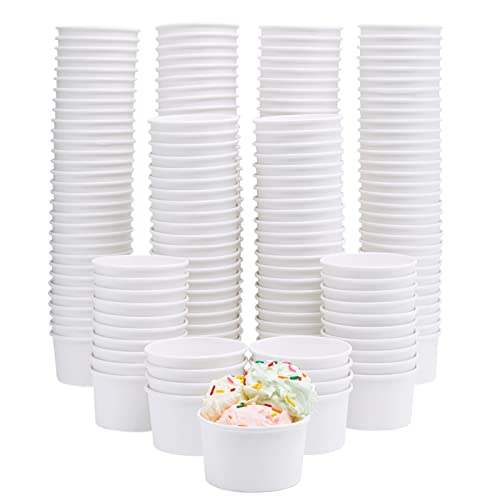 Stockroom Plus 200 Pack White Paper Ice Cream Cups for Sundaes and