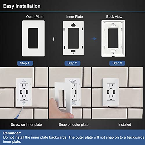 thumbnail image 2 of BESTTEN 3 Gang Silver Screwless Wall Plate, Decorator Outlet Cover Decor Switch Plate, H4.69" X W6.54 2 of 14