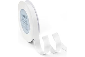 KMER LIFE Double Face White Satin Ribbon 5/8 inch X 50 Yards Polyester White Ribbon for Wedding Decor, Wreath, Gift Package Wrapping and Other Projects