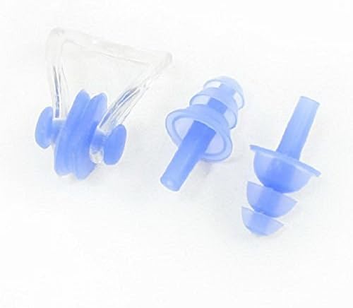 Swimming Nose Clip Plug 3pcs In 1set Guard Blue Silicone Earplugs Set