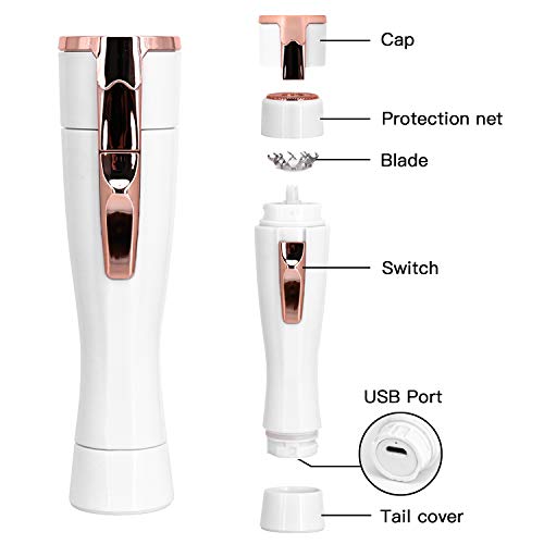 Facial Hair Remover for Women，Precision Hair Eyebrow Trimmer USB Shaver Cordless, Epilator for Face Lip Body Chin and Cheek - Thumbnail 5